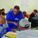 Fall Leadership2 SDEA Field Organizer Jonathon Mello, center, works with new reps at the New Association Representative sesssion.