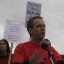 Patrick Henry English teacher Mark Frerichs spoke passionately at the rally on behalf of SDEA's bargaining proposal.