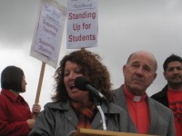 ICWJ community leaders Rabbi Laurie Coskey and Rev. Wayne Riggs shared their support for San Diego's educators.